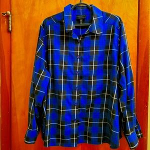 20W Foxcroft wrinkle free blue/black plaid blouse